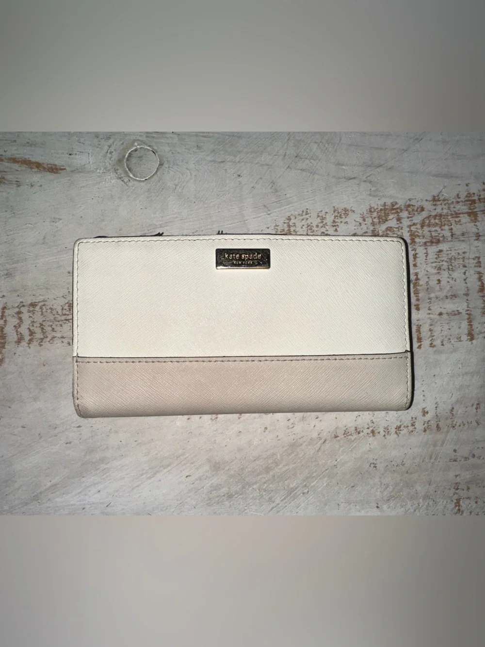 kate spade Two-Tone Cream and Beige Long Wallet
